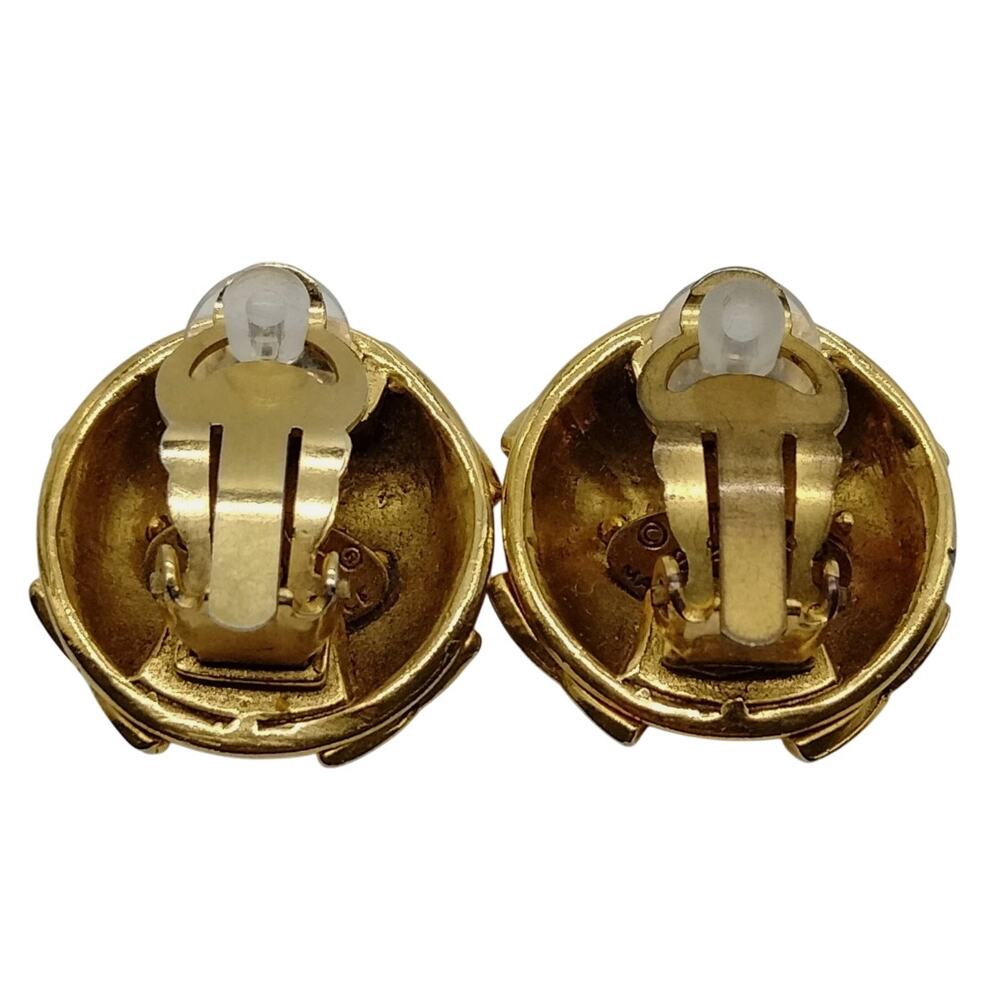 Chanel Vintage Gold Plated Round Rhinestone Clip On Earrings - Picture 4 of 8